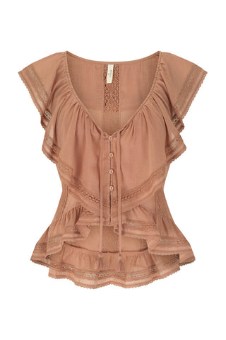 Fleur Lace Frill Sleeveless Blouse